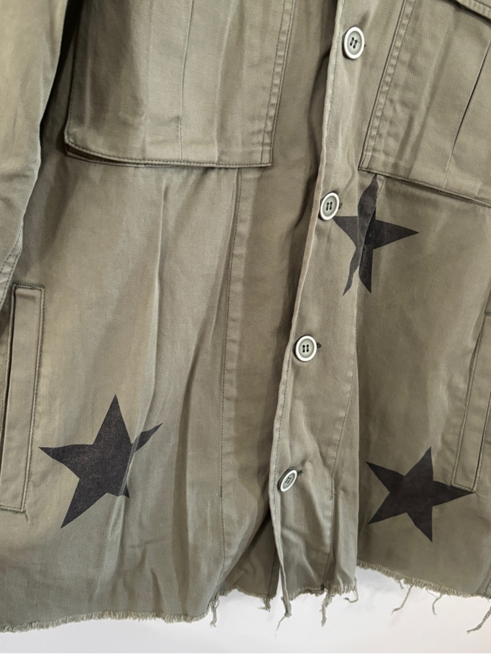 Pistola Olive Green Star Print Utility Jacket medium - Picture 2 of 7